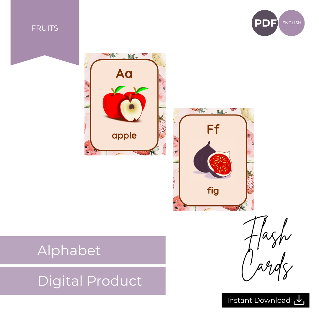 Alphabet Fruit Flashcards English ABC